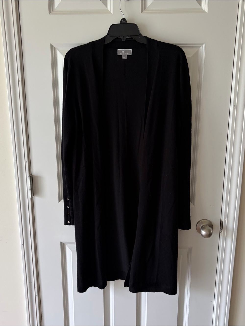 JM Collection Long Black Open-Front Cardigan Sweater